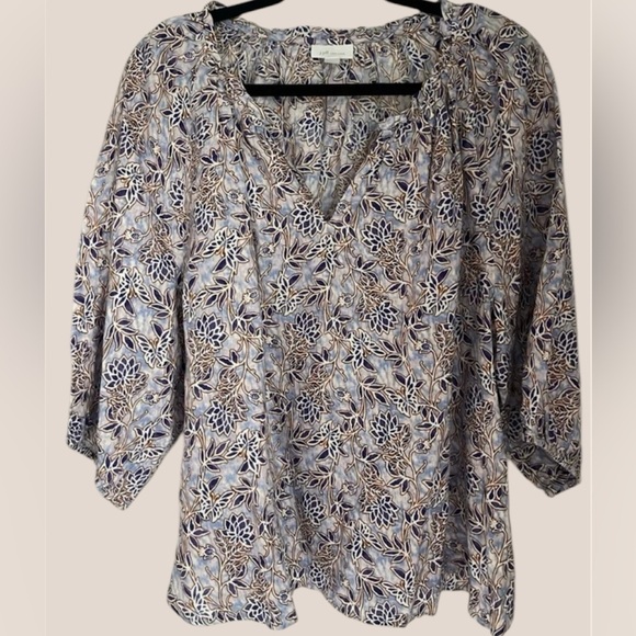 J Jill PureJill | Linen Relaxed Peasant Top, XLP - Picture 1 of 6